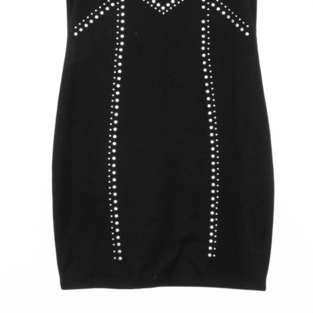 Rinascimento Office Siren Pearl Stud High Waist Mini Skirt Black Sz M - Picture 2 of 10